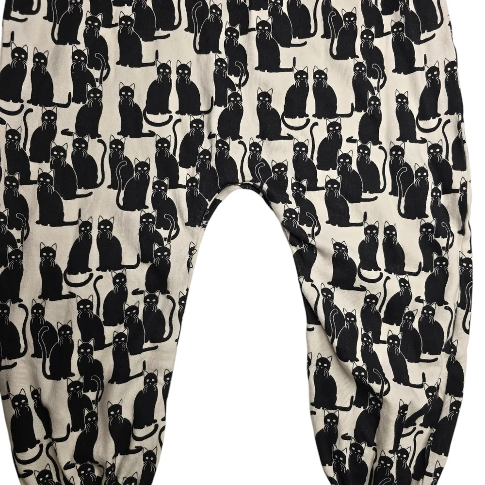 NWT Kate Quinn Bamboo Long Bubble Sleeve Jumpsuit Black Cat Romper & Headband - Picture 7 of 11